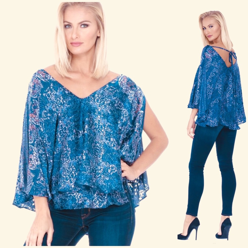 100% silk analili Karla off the shoulder cape top